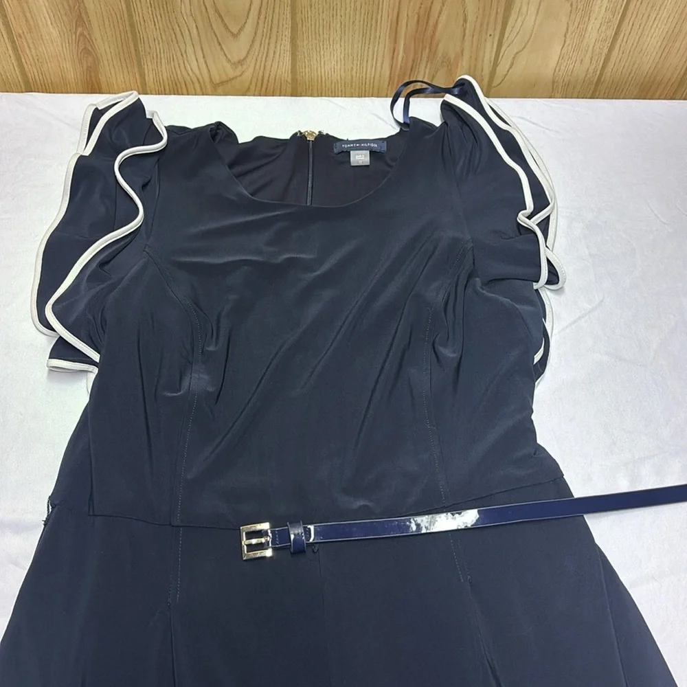 Tommy Hilfiger Blue and White Ruffled Sleeve Romper - Picture 5 of 11
